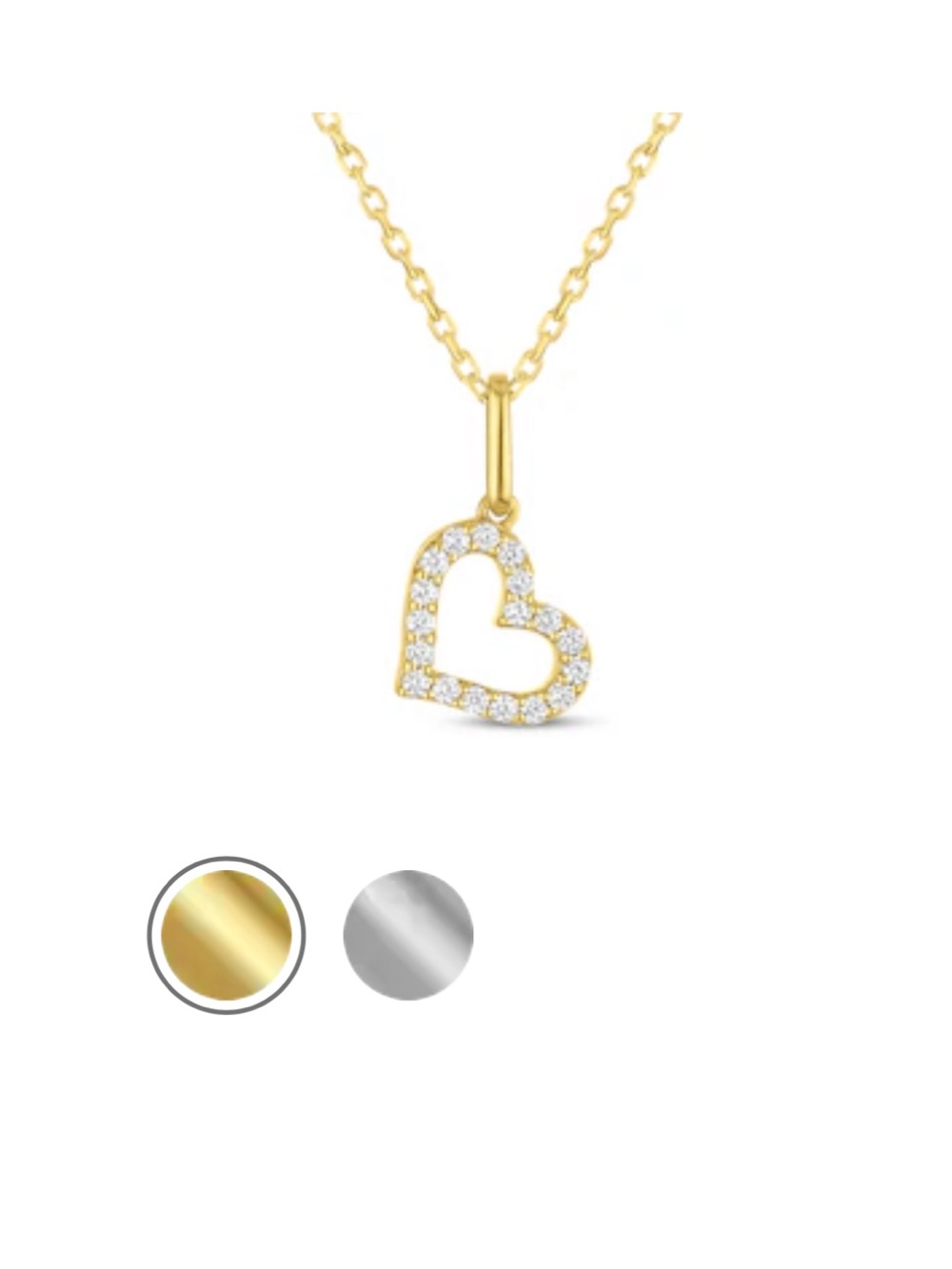 Signature Collection Gold Lab-Grown Diamond Tilted Mini Heart Necklace
